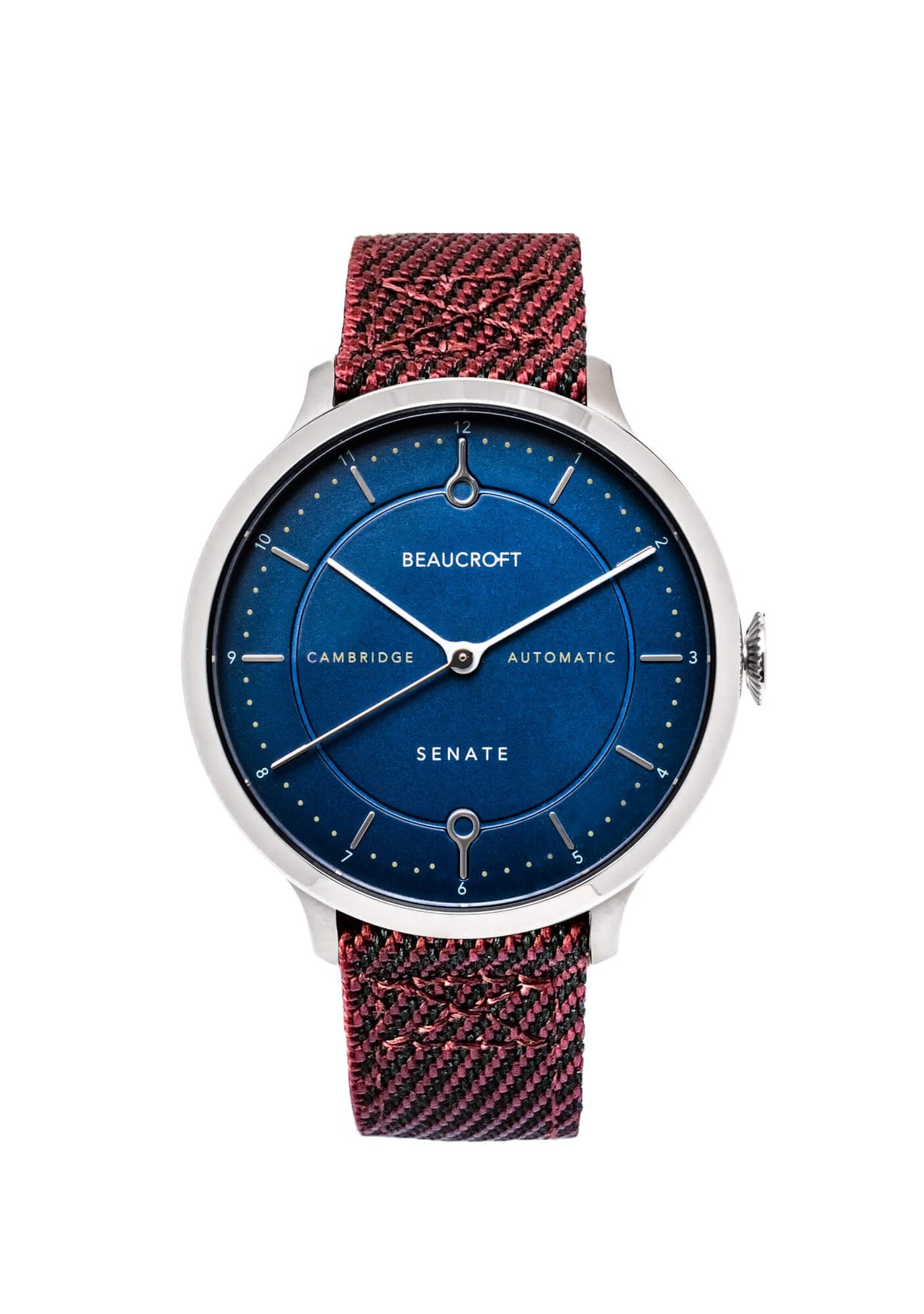 MGS Unisex Burgundy Magenta and Royal Blue Stitched Nylon Watch